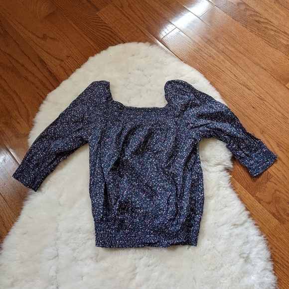 h&m floral ditsy smocked peasant blouse xs 2 - Picture 3 of 8